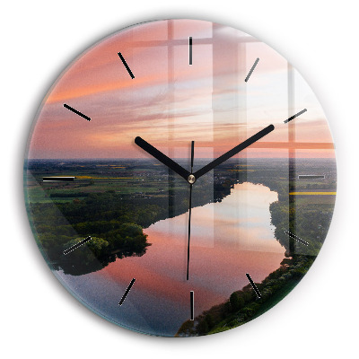 Vue d'un lac Horloge ronde en verre