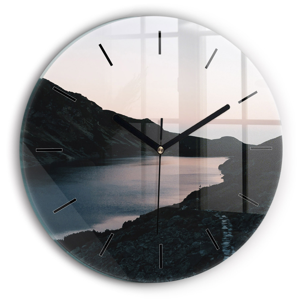 Lac et montagnes Horloge ronde