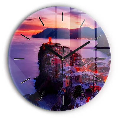 Maisons près du lac Horloge ronde en verre