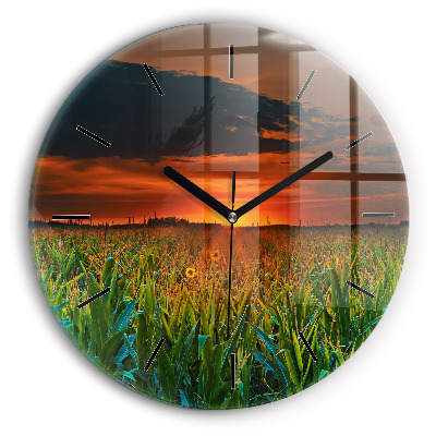 Tournesols dans une prairie Horloge ronde murale