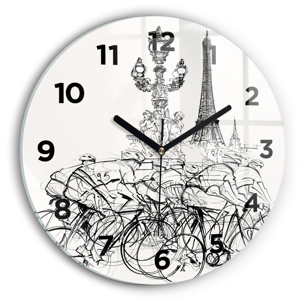 Horloge ronde murale Dessin d'une course cycliste
