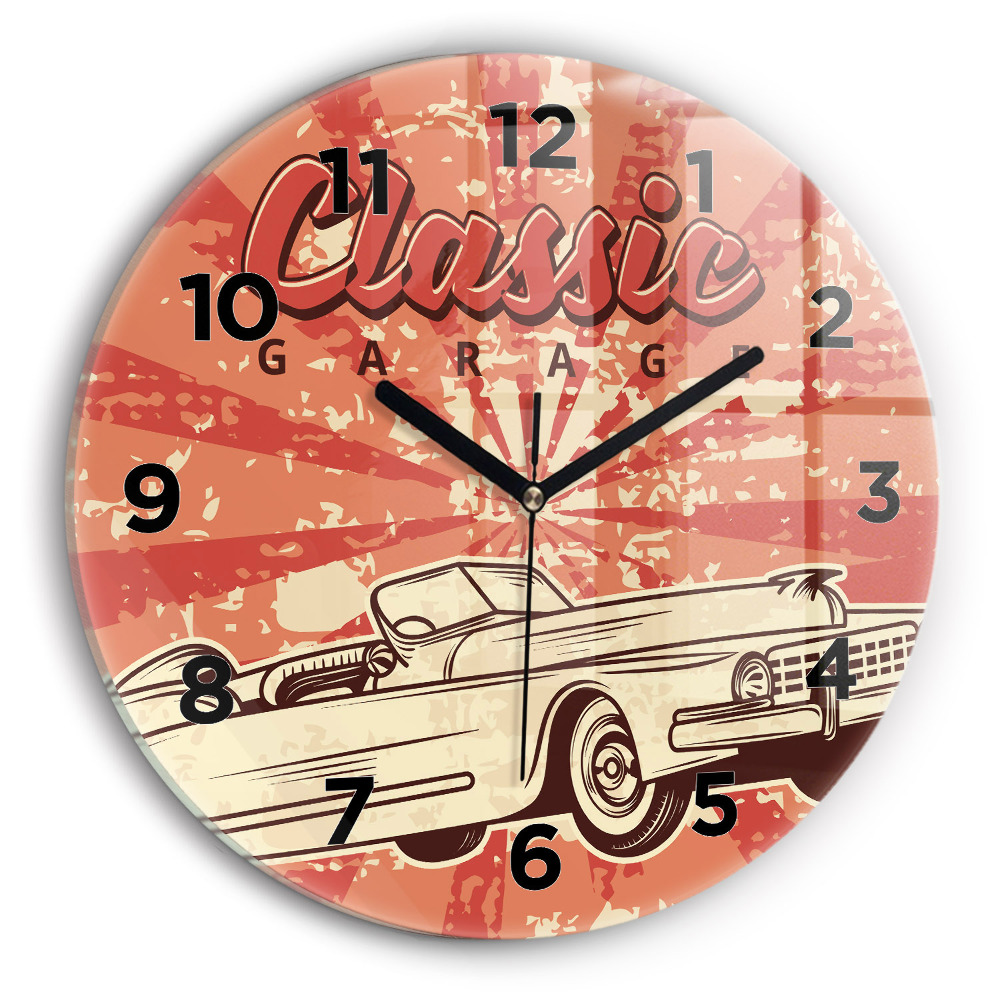 Horloge ronde en verre Vintage Retro auto