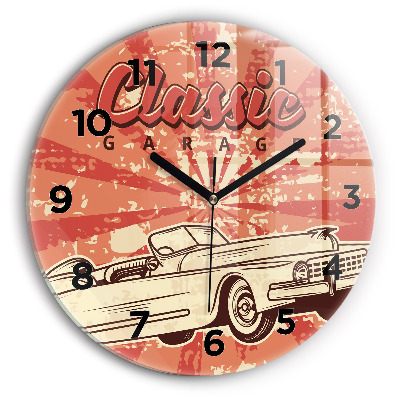 Horloge ronde en verre Vintage Retro auto