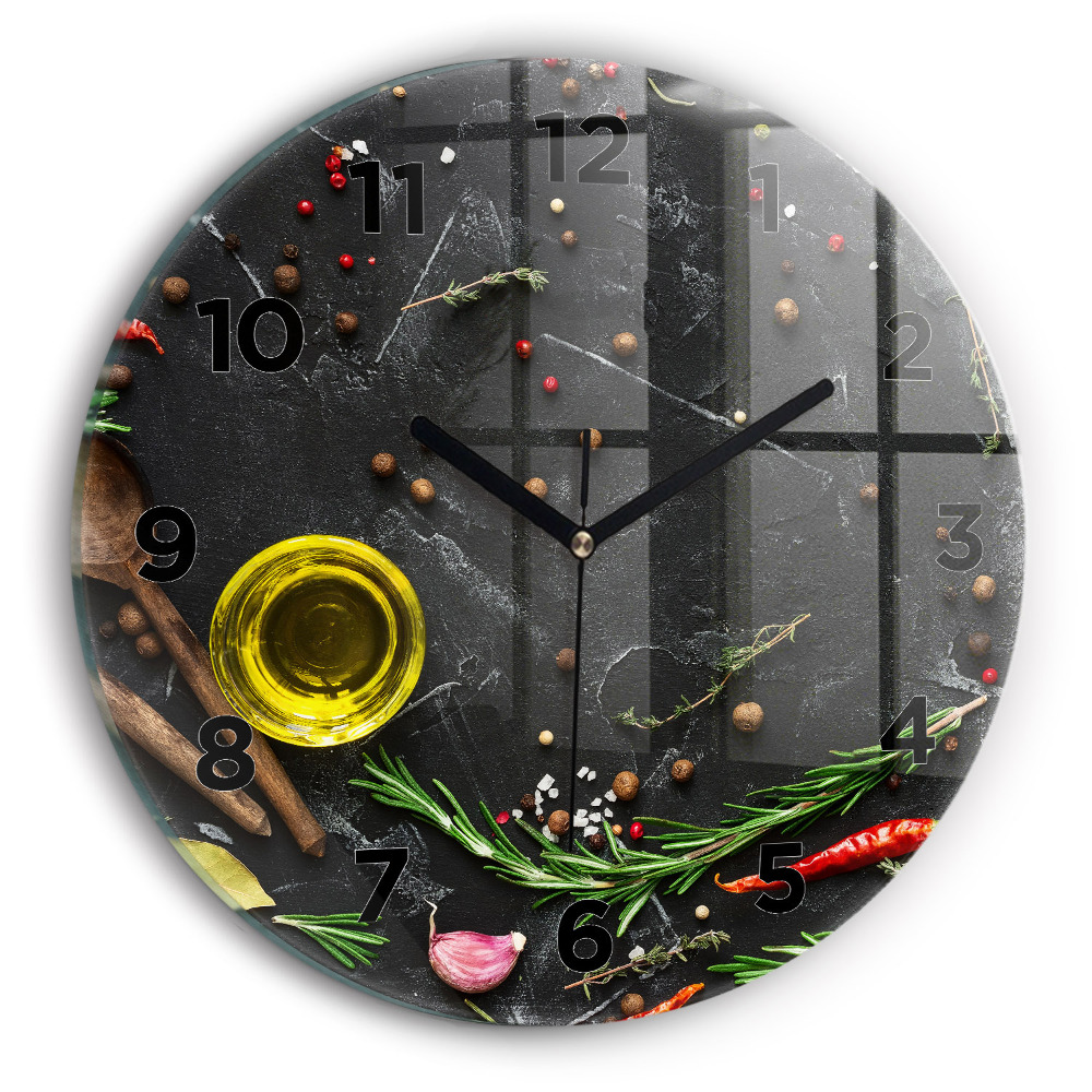 Horloge ronde Épices sur le comptoir