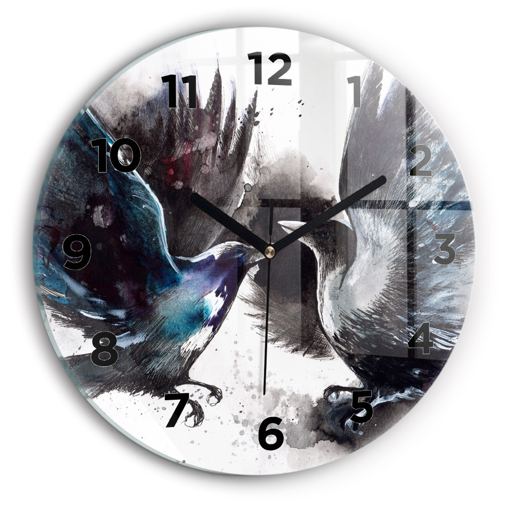 Pendule murale ronde Oiseaux peints
