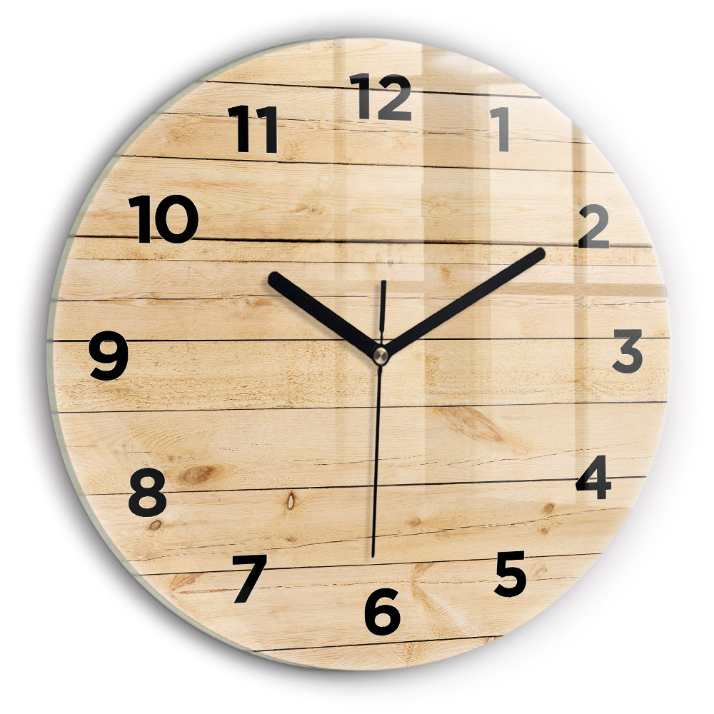 Horloge ronde en verre Planches en bois