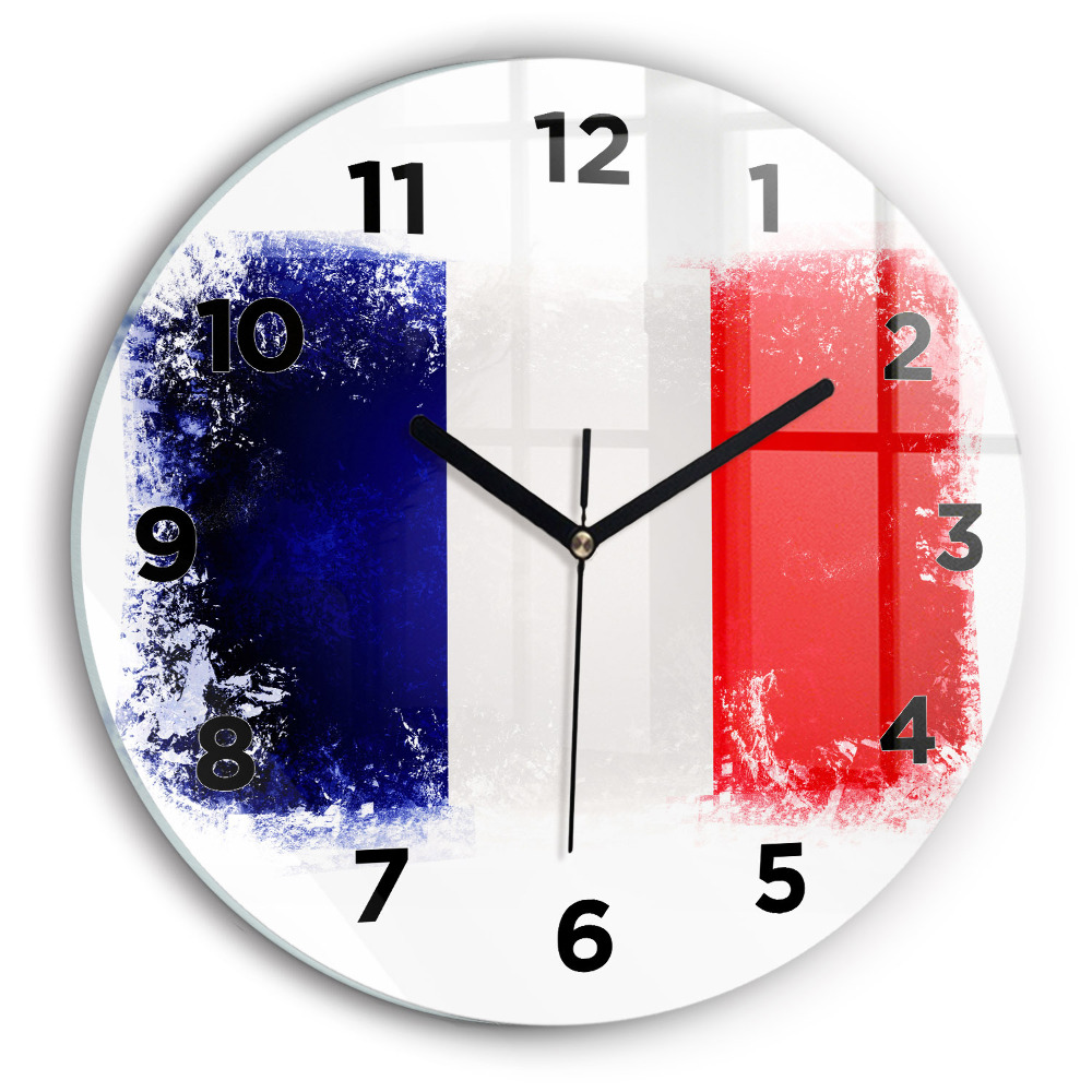 Horloge ronde en verre Drapeau de la France