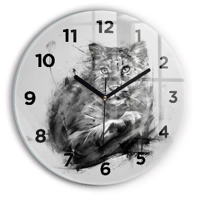 Horloge ronde Lion peint