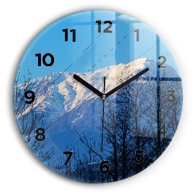 Horloge ronde en verre Vue de la montagne