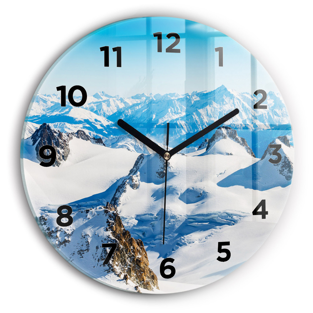 Horloge ronde murale Skieur dans les Alpes