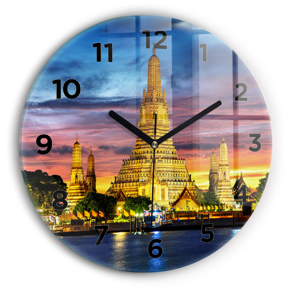 Horloge ronde en verre Temple à Bangkok