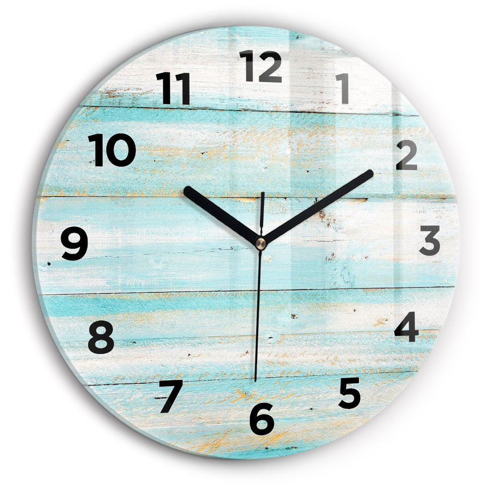 Horloge ronde en verre Planches bleues