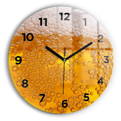 Horloge ronde en verre Bière avec mousse