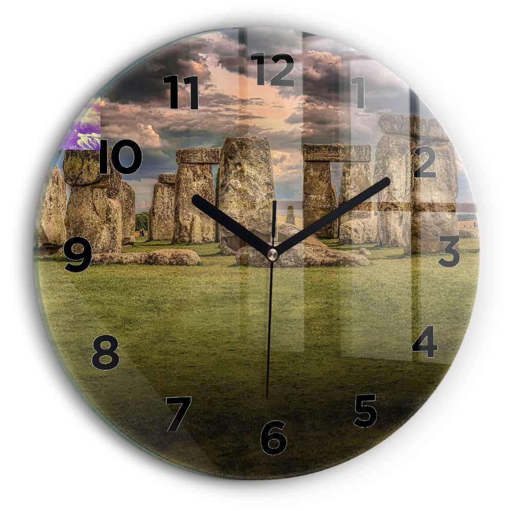 Horloge ronde en verre Stonehenge Nimbostratus
