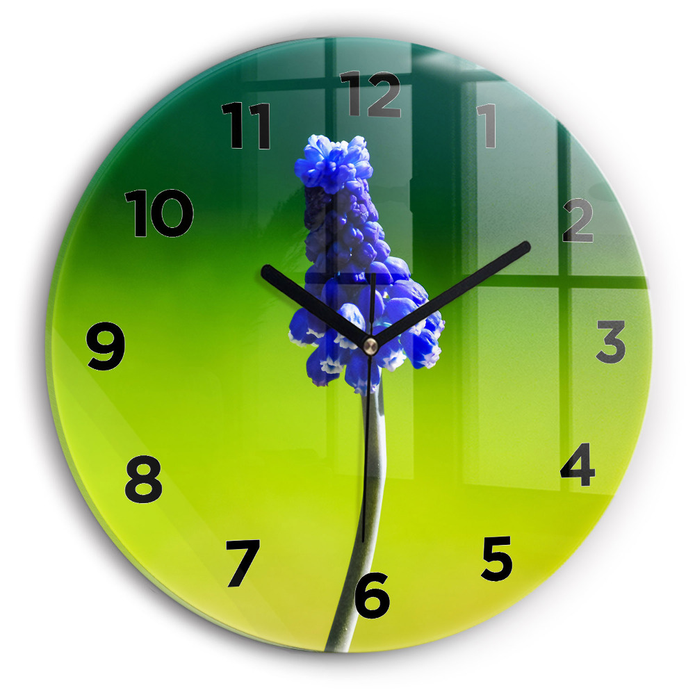Horloge ronde murale Fleurs bleues