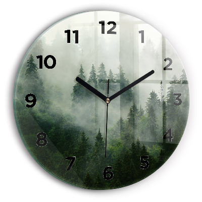 Horloge ronde Forêt brumeuse