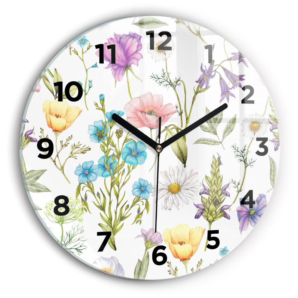 Horloge ronde Composition de fleurs