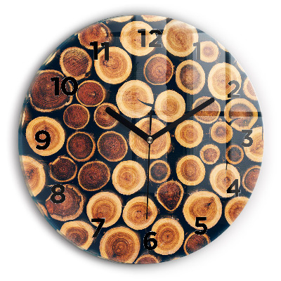 Horloge ronde en verre Bois