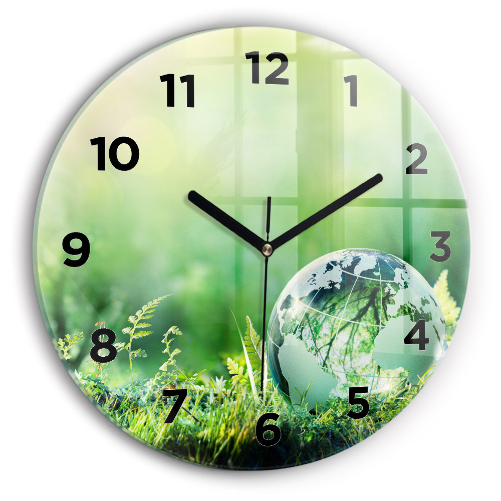 Horloge ronde en verre Globe terrestre