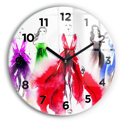 Horloge ronde murale Femmes en robes colorées
