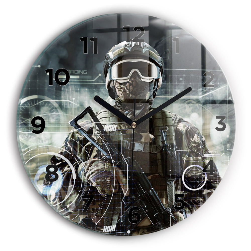 Horloge ronde murale Soldat avec un fusil