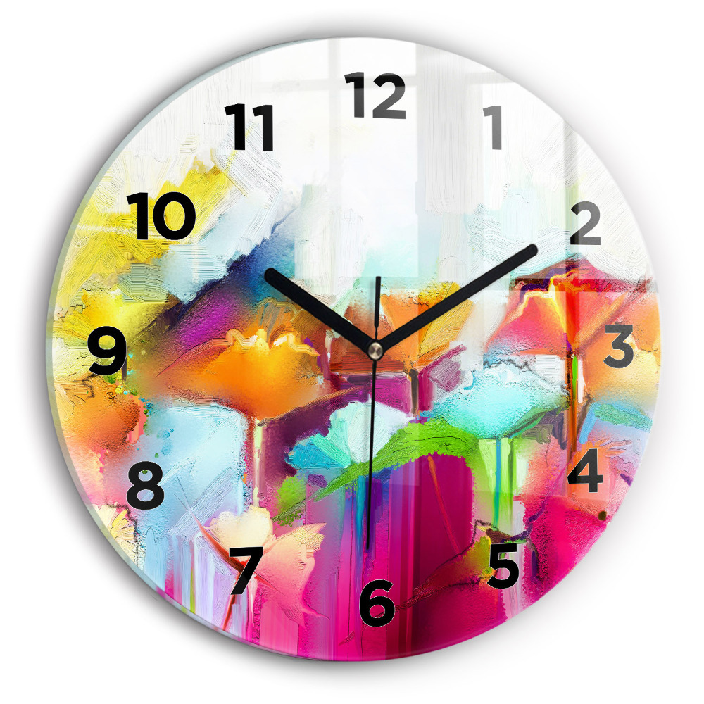 Horloge ronde Fleurs abstraites