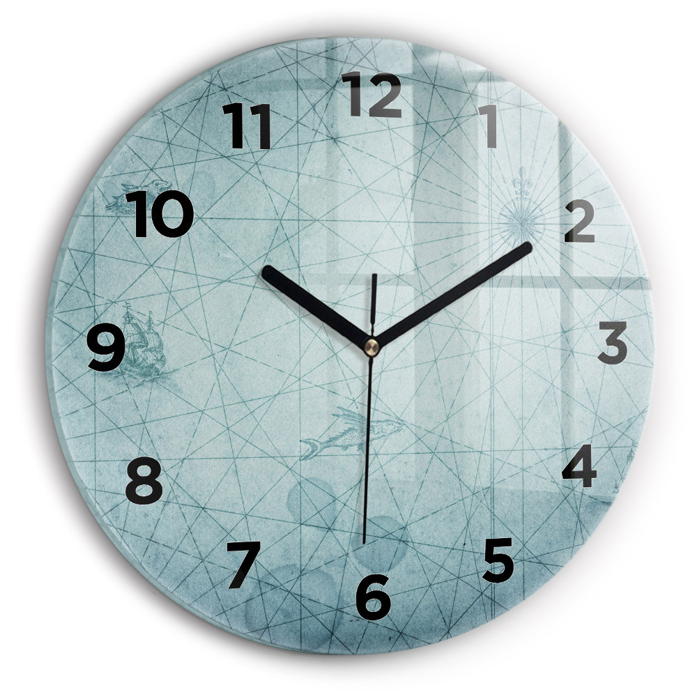 Pendule murale ronde Carte vintage