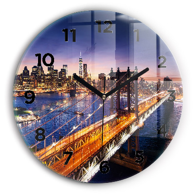 Horloge ronde en verre New York et le coucher de soleil