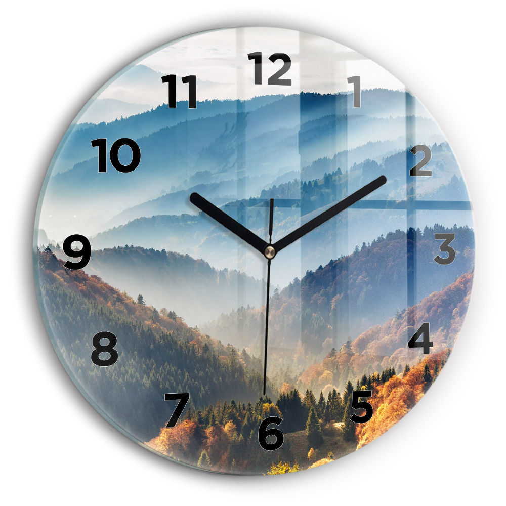 Horloge ronde en verre Paysage de montagne
