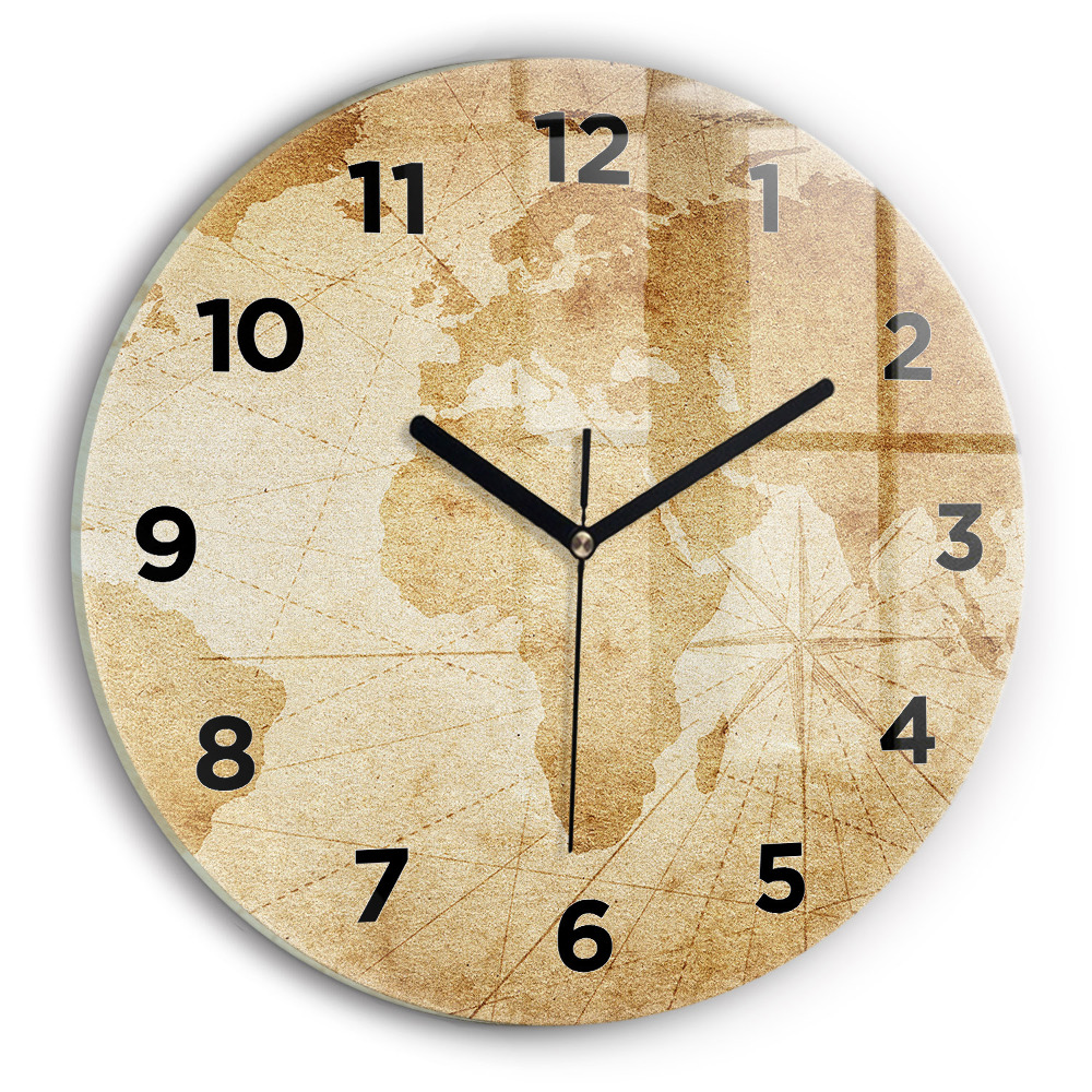 Horloge ronde murale Carte du monde ancienne