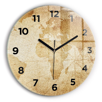 Horloge ronde murale Carte du monde ancienne