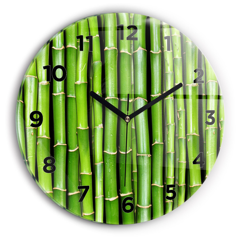 Horloge ronde en verre Bambou asiatique