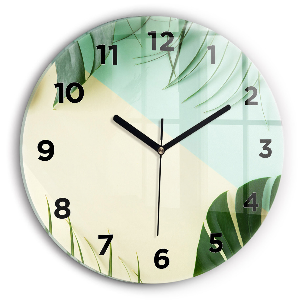 Horloge ronde Feuilles de monstera
