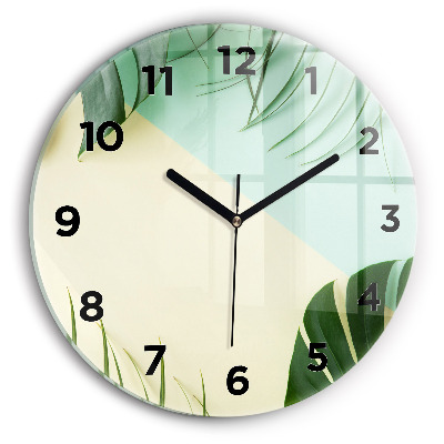Horloge ronde Feuilles de monstera