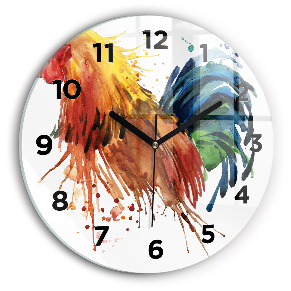 Horloge ronde murale Coq coloré