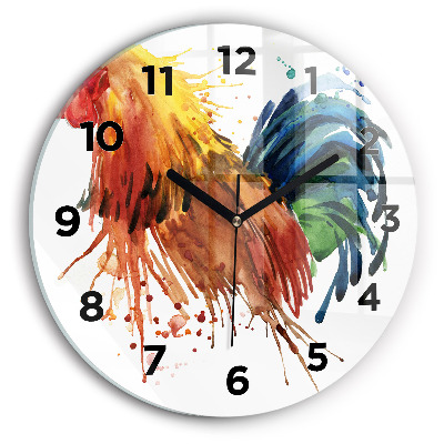 Horloge ronde murale Coq coloré