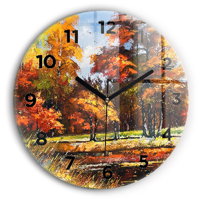Horloge ronde murale Paysage d'automne avec rivière