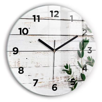Horloge ronde en verre Planches en bois clair
