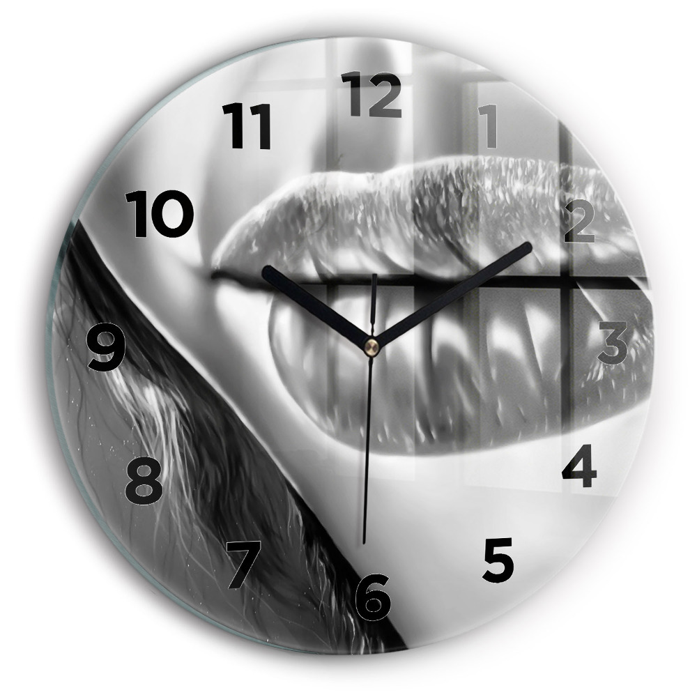 Horloge ronde en verre Bouche d'une femme
