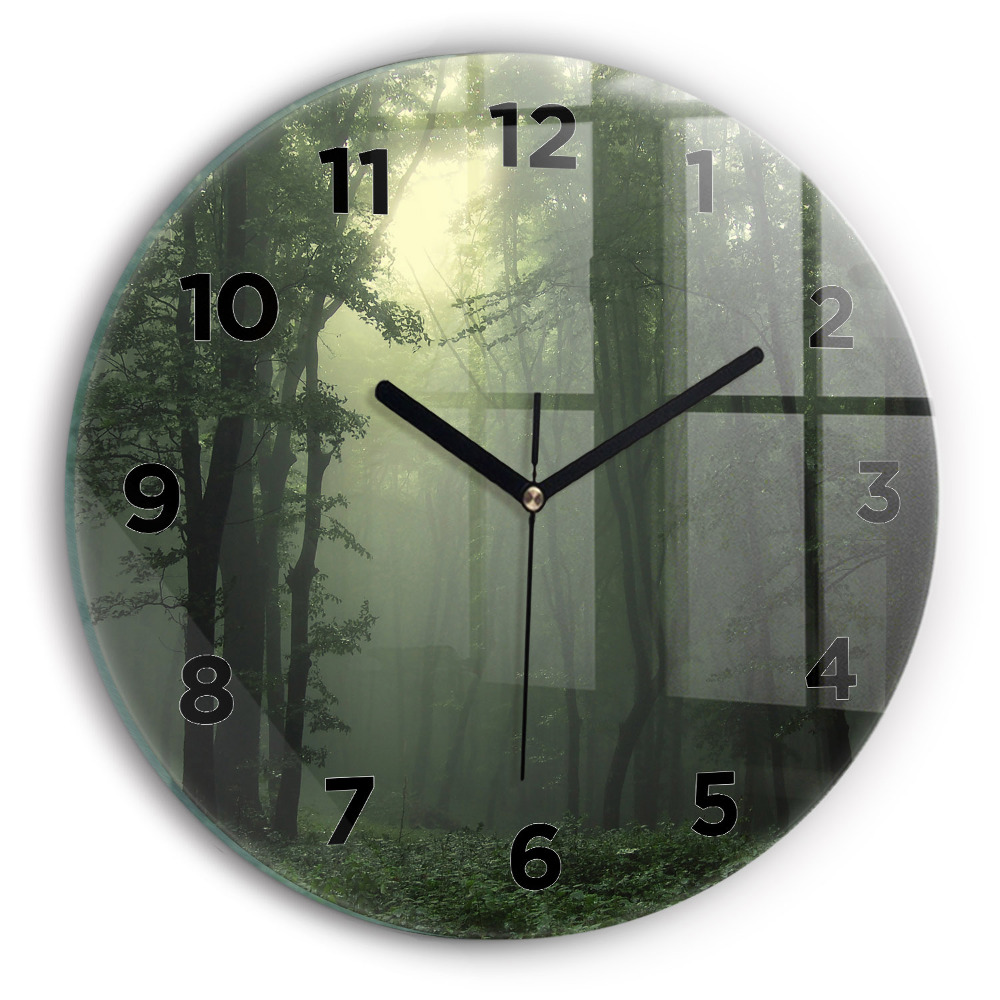 Horloge ronde Forêt brumeuse le matin