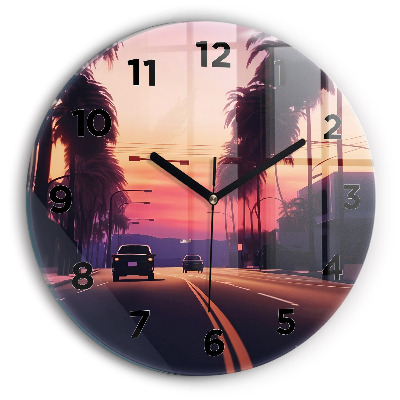 Horloge ronde Coucher de soleil à Los Angeles