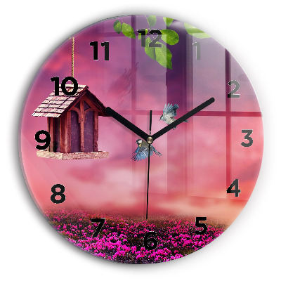 Horloge ronde murale Maison d'oiseau