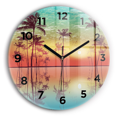 Horloge ronde murale Palmiers tropicaux