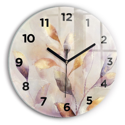 Horloge ronde Feuilles abstraites boho
