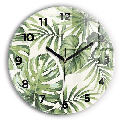 Horloge ronde en verre Motif tropical