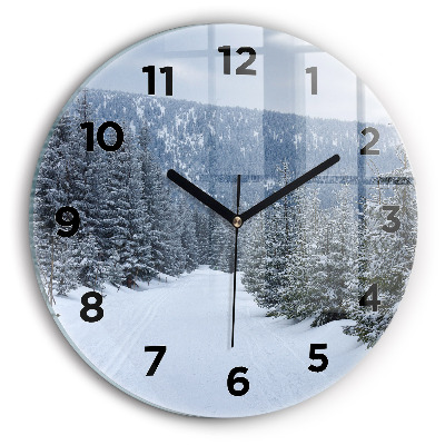 Pendule murale ronde Montagnes géantes de Bohême en hiver
