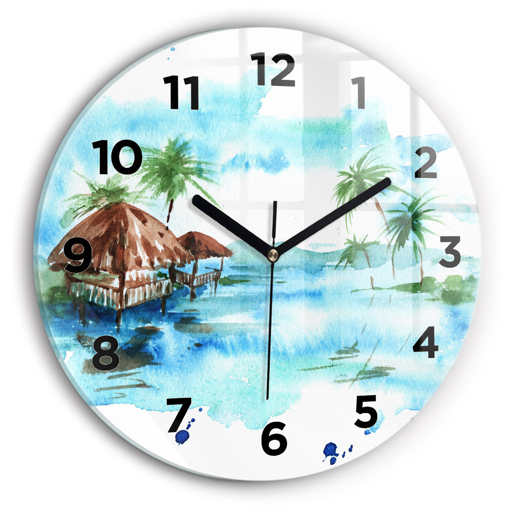 Horloge ronde en verre Image île déserte