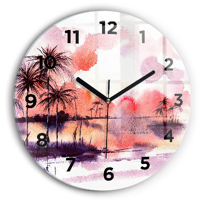 Horloge ronde en verre Paysage tropical