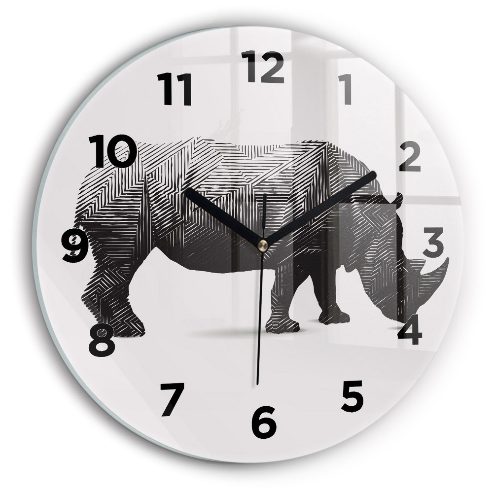 Horloge ronde Rhinocéros - dessin au trait