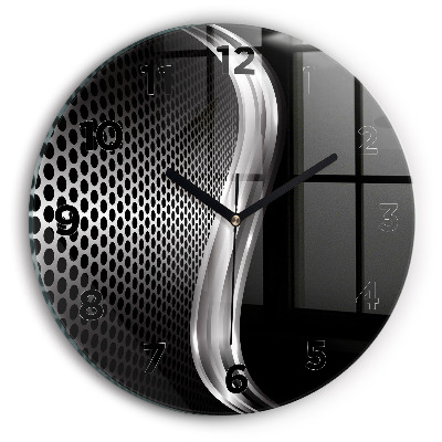 Horloge ronde en verre Abstraction de métal noir